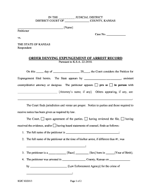 Order Denying Expungement of Arrest Record