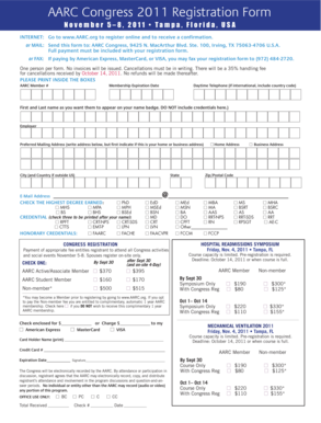 AARC Congress 2011 Registration Form