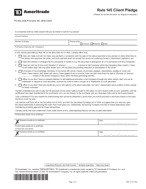 Rule 145 Client Pledge Form