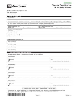 Trustee Certification of Trustee Powers