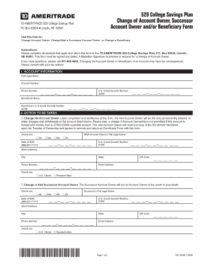 TD Ameritrade 529 College Savings Plan Change Form