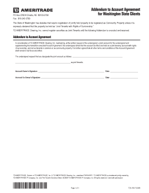 Addendum to Account Agreement for Joint Tenants