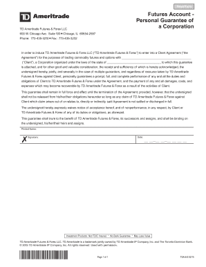 TD Ameritrade Futures Personal Guarantee