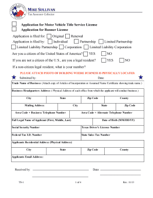 Texas Motor Vehicle Title Service License Application