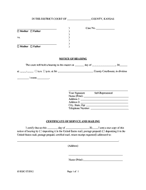 Notice of Hearing