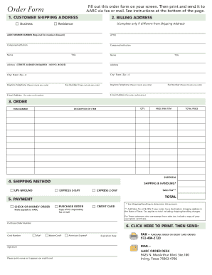 AARC Order Form