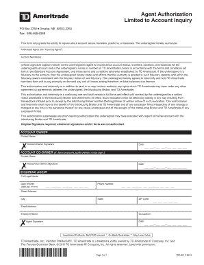 TD Ameritrade Agent Authorization Form
