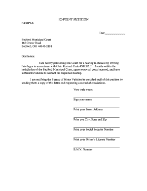 Ohio Driving Privileges Petition
