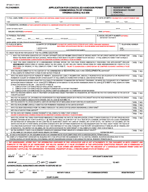 Virginia Concealed Handgun Permit Application