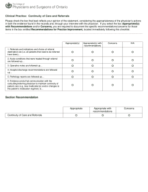 Clinical Practice Continuity of Care and Referrals Form