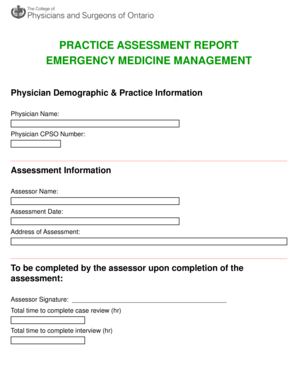 Emergency Medicine Management Assessment Form