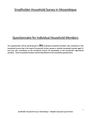 Smallholder Household Survey Questionnaire