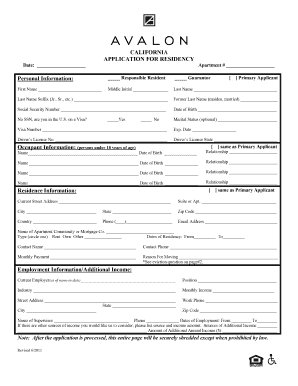 Apartment Rental Application Form