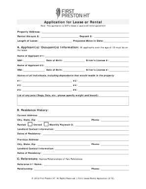 Lease or Rental Application Form