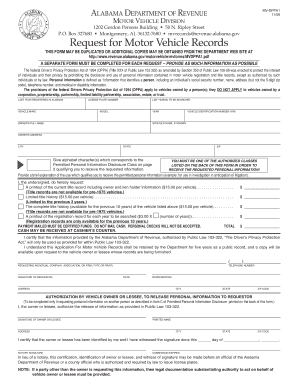 Alabama Motor Vehicle Records Request Form