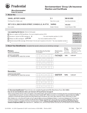 Servicemembers’ Group Life Insurance Election and Certificate