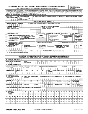 Record of Military Processing Form