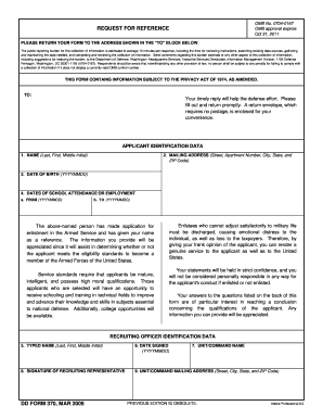 US Military Reference Form