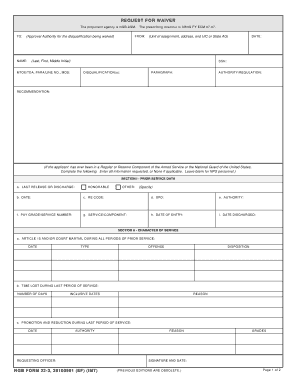 Request for Waiver Form