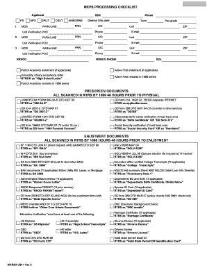 MEPS Processing Checklist