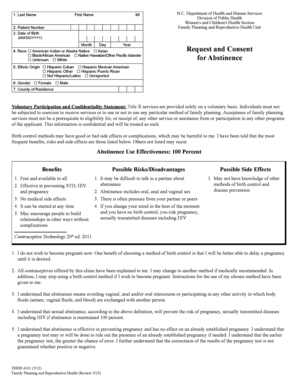 North Carolina Family Planning Consent Form