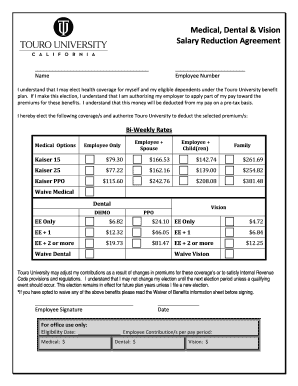 Medical Dental Vision Waiver of Benefits