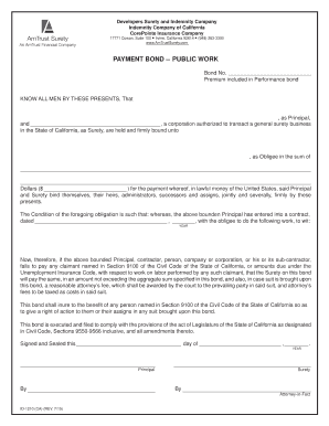 California Payment Bond for Public Work