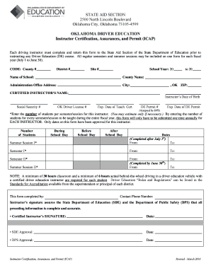 Oklahoma Driver Education Instructor Certification Form