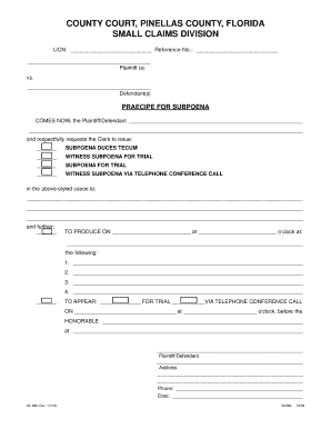 Florida Small Claims Subpoena Form