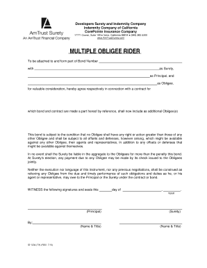 Multiple Obligee Rider for Surety Bond