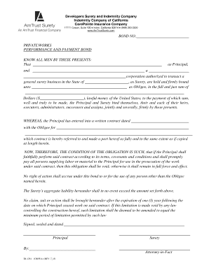 Private Works Performance and Payment Bond