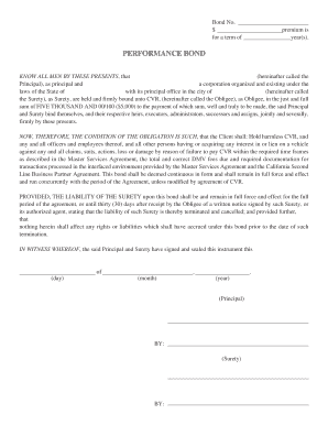 Performance Bond for California Vehicle Registration