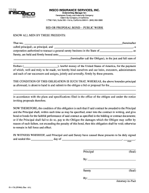 Bid or Proposal Bond for Public Work