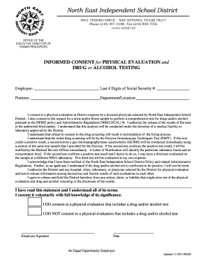 Informed Consent for Physical Evaluation and Drug or Alcohol Testing