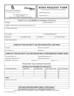 Bond Request Form