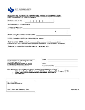 Request to Terminate Recurring Payment Arrangement