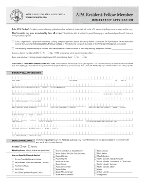 APA Resident-Fellow Member Application