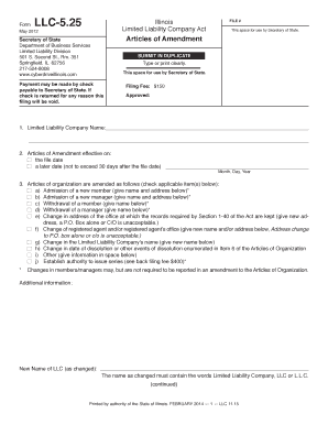 Illinois Articles of Amendment for LLC