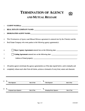 Termination of Agency and Mutual Release
