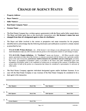Change of Agency Status Form