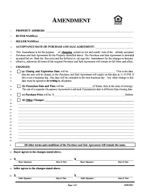 Purchase and Sale Agreement Amendment
