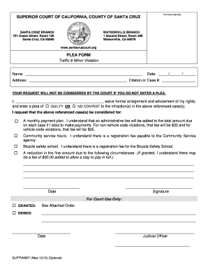 California Traffic Plea Form