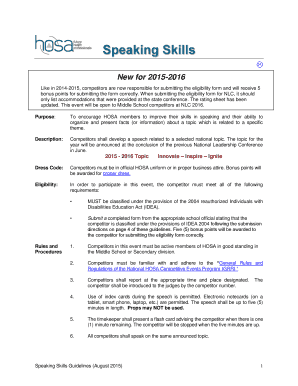 HOSA Speaking Skills Eligibility Form