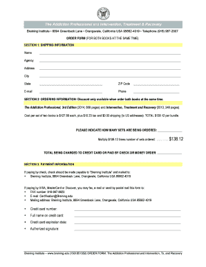 Order Form for Addiction Professional Books