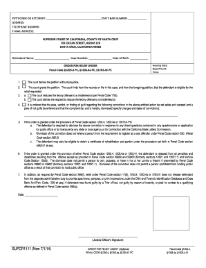 California Expungement Order Form