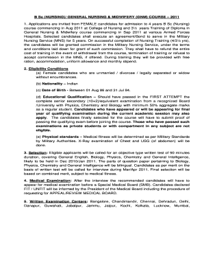 Indian Army Nursing Admission Application