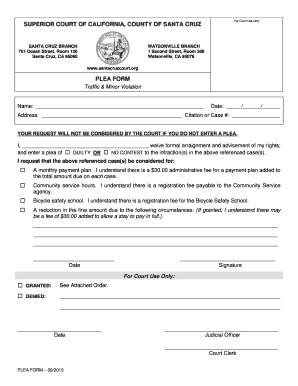 California Traffic Plea Form