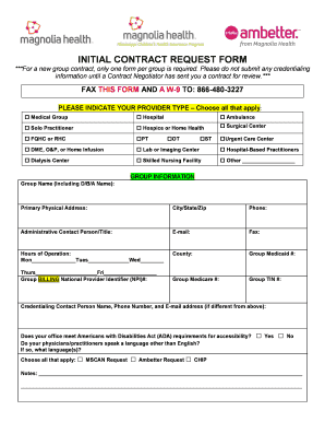 Initial Contract Request Form
