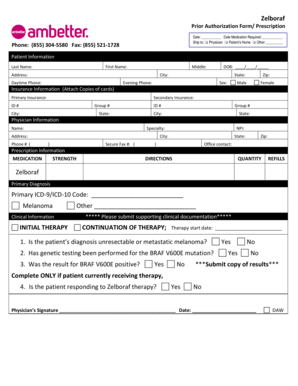 Zelboraf Prior Authorization Form