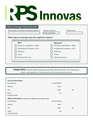 Executive Liability Insurance Application